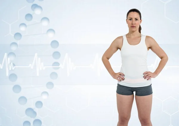 Donna sportiva con catena di DNA — Foto Stock