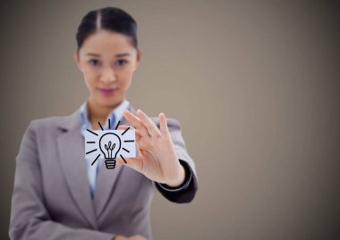 İş kadın kalem ve beyaz fikir bölümle orta doodle 
