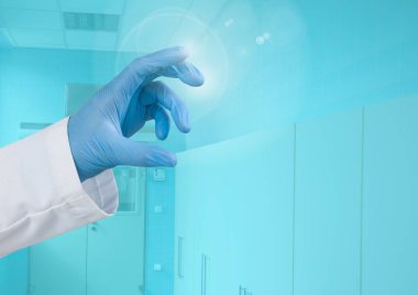 Mavi tıbbi geçmişi hava dokunmadan doktor el