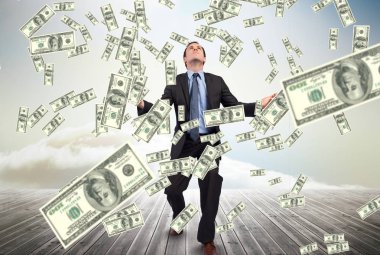 Businessman with falling money clipart