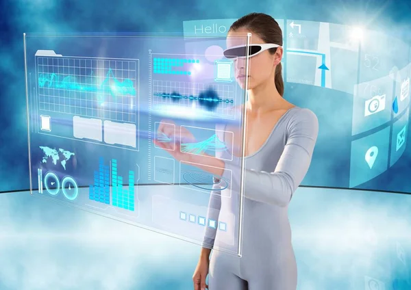 Futurisztikus szoba felület futurisztikus nő — Stock Fotó