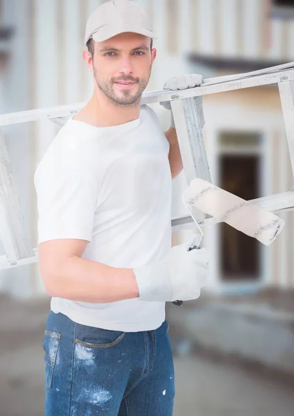 Maler auf Baustelle — Stockfoto