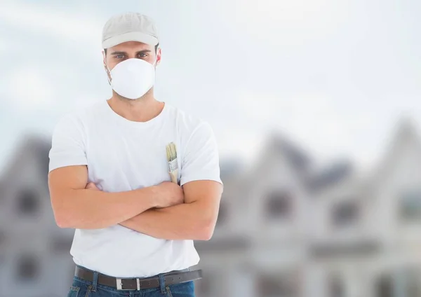 Painter on building site — Stock Photo, Image