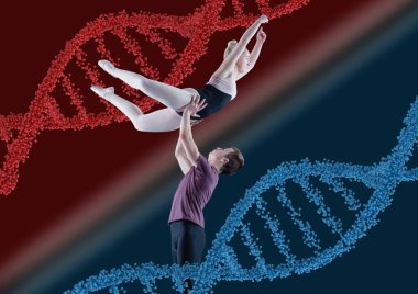 Bale erkek ve kadın dna zincirleri ile