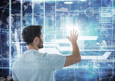 o şeyin bir erkeğin arkasında futuristik bir arayüze