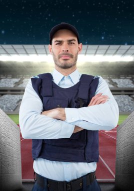 security guard of the football field, hand folded clipart