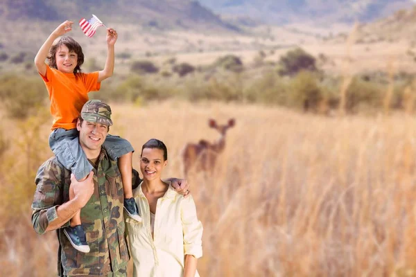 Happy family in a safari — Stock Photo, Image