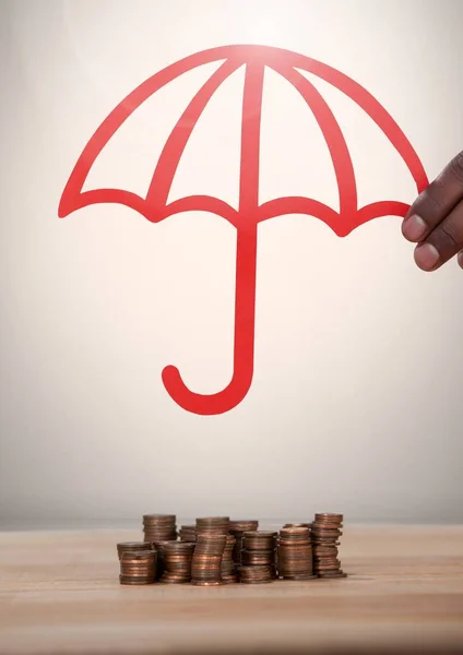 우산 보호 돈 동전 잘라 — 스톡 사진