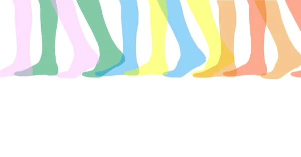 Foten silhuetter i olika färger. — Stockfoto