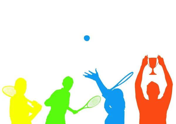 Silhouette tennis in colori intensi — Foto Stock