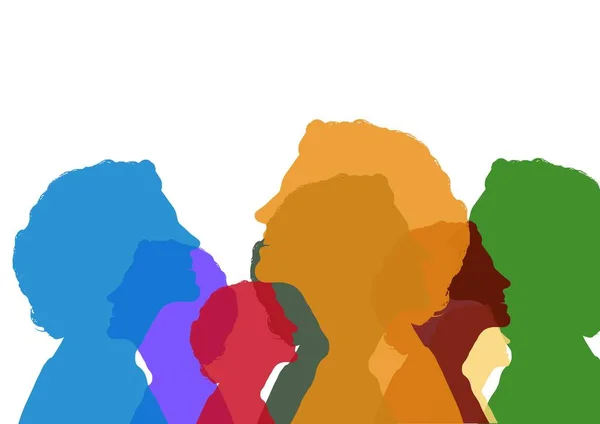 Woman head color silhouettes — Stock Photo, Image