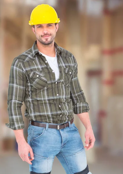 Construction Worker in front of construction site — Stock Photo, Image