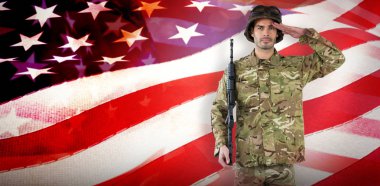 asker tüfeği selamlayan ile portresi