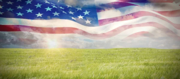 Doğa sahne karşı Amerikan bayrağı — Stok fotoğraf
