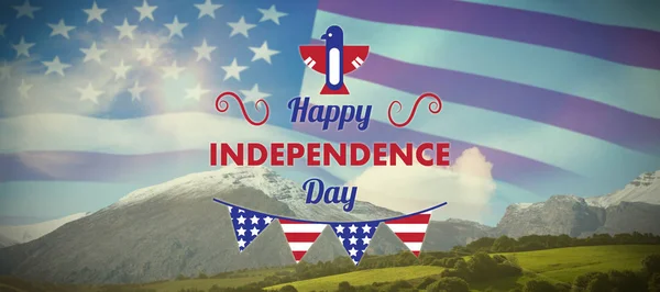 Feliz dia da independência texto com decoração — Fotografia de Stock