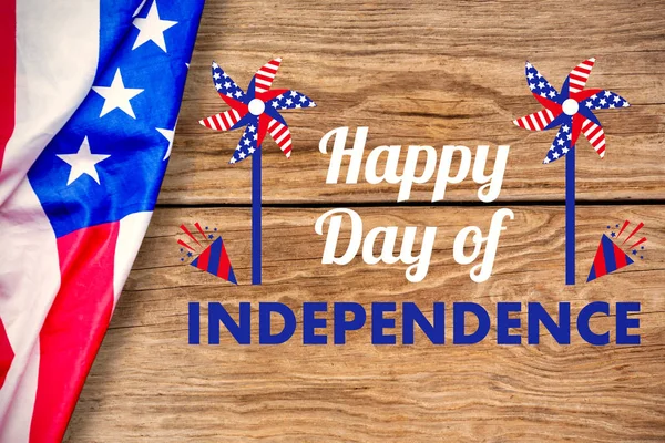 Lycklig självständighetsdagen text med dekoration — Stockfoto