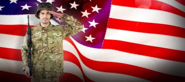 asker holding tüfek ve selamlayan