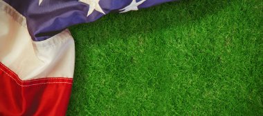 çim manzarasına karşı ABD bayrak