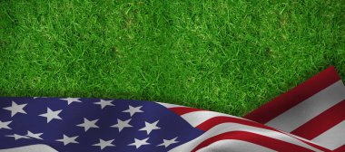 çim manzarasına karşı ABD bayrak