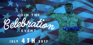 askerin bir Amerikan bayrağı