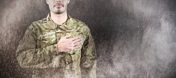Mid section of soldier taking oath — Stock Photo, Image