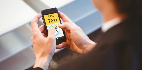 Llamar al texto del taxi con mapa — Foto de Stock