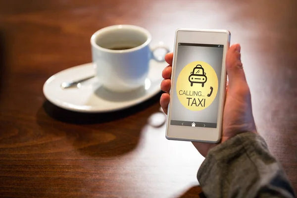 Taxi llamando texto con icono — Foto de Stock