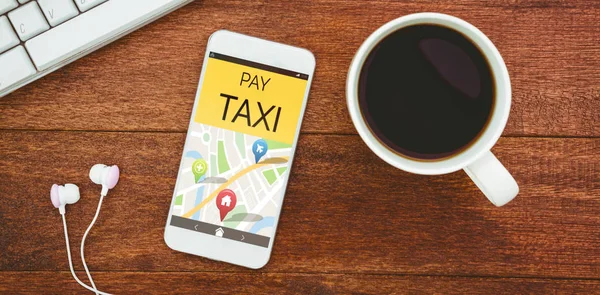 Pagar taxi texto con mapa — Foto de Stock