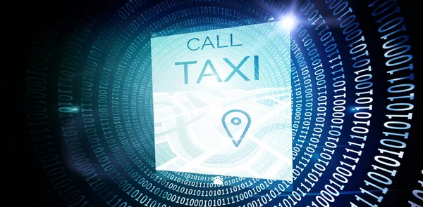 Llamar al texto del taxi con mapa — Foto de Stock