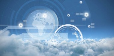 Holografik gezegende bulutlar karşı koyu arka plan