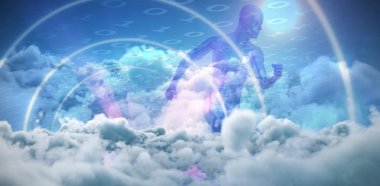 mavi karakter parlak güneşin pastoral görünüm karşı çalışan