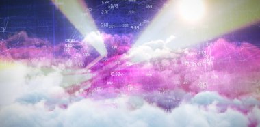 Küre parlak güneşin pastoral görünümü karşı sayıların birçok parçalardan oluşan imge