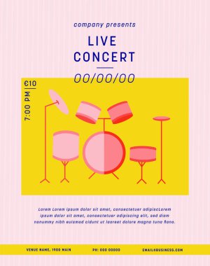 metin ve enstrüman simgesi olan konser pass