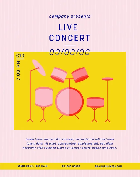 Concert pass with text and instrument icon — Stock Vector