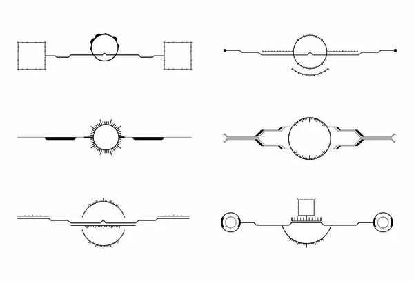 Ensemble d'icônes vectorielles de lignes et de cercle — Image vectorielle