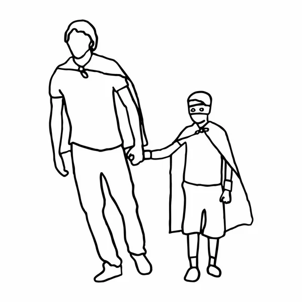 Vector icon set de tată și fiu în costum de supererou — Vector de stoc