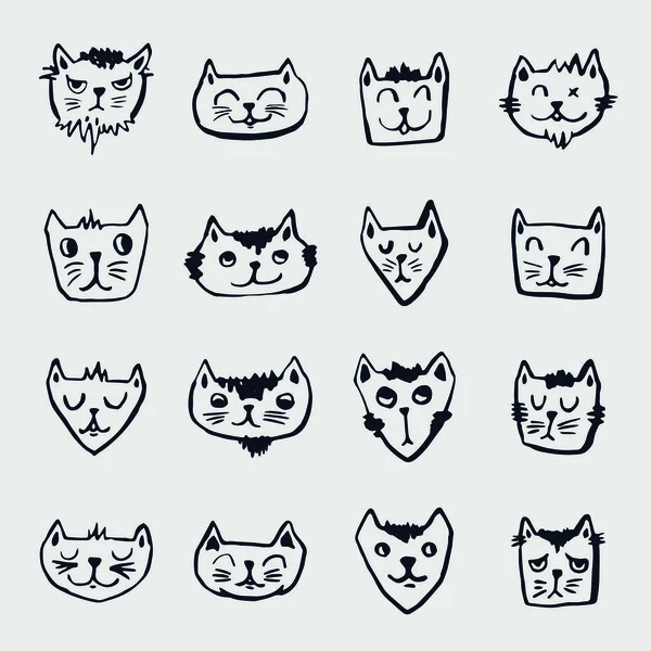 Vektor Icon Set von Katzen — Stockvektor