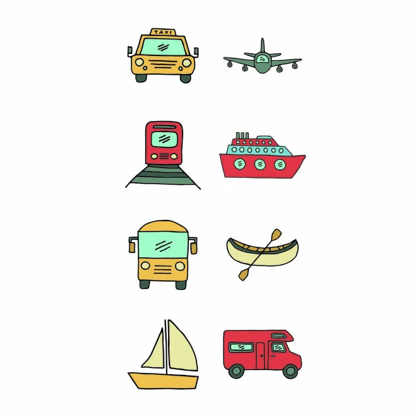 Vector icono conjunto de medios de transporte — Archivo Imágenes Vectoriales