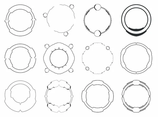 Ensemble d'icônes vectorielles de cadres circulaires — Image vectorielle