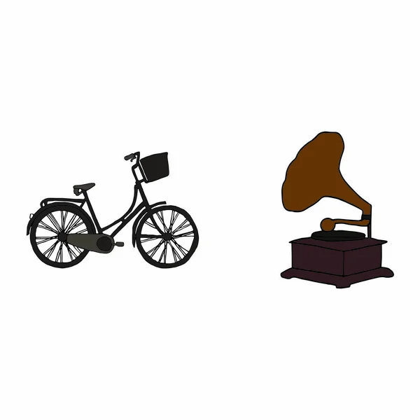 Велосипед з грамофон — стоковий вектор