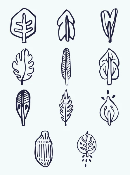 Vector icon set van bladeren — Stockvector