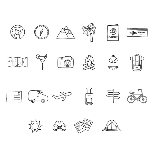 Conjunto de iconos vectoriales del viaje de vacaciones — Vector de stock
