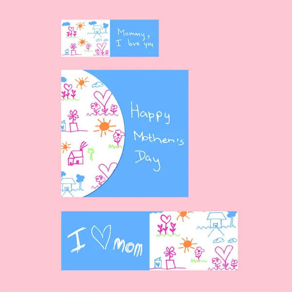 Vector icono conjunto de madres día tarjeta de felicitación — Archivo Imágenes Vectoriales