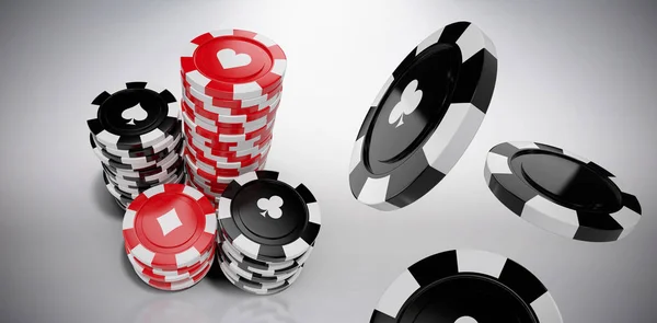 Siyah casino belirteci kulüpleri simgesiyle — Stok fotoğraf