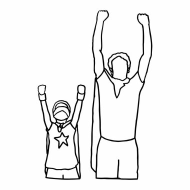 Baba ve oğlu süper kahraman kostümü içinde vektör Icon set