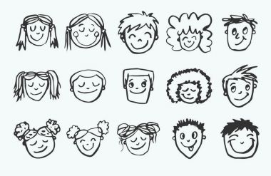 Çocukların yüzleri vektör Icon set