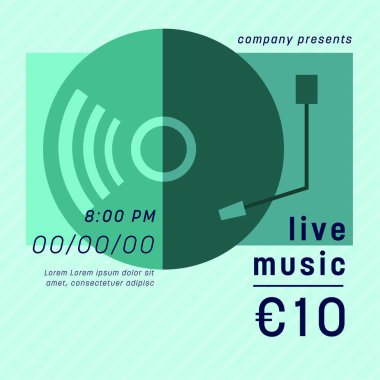 metin ve enstrüman simgesi olan konser pass