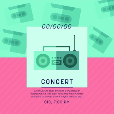 metin ve enstrüman simgesi olan konser pass