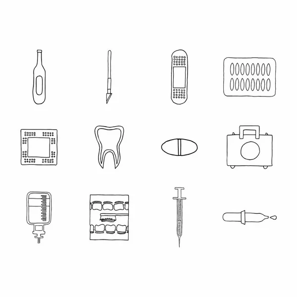 Медичні ікони, стоматологічна тема — стоковий вектор