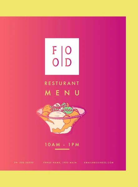 Tarjeta de menú con texto de comida y restaurante — Archivo Imágenes Vectoriales